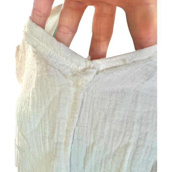 White V Neck Sleeveless  Top Womens Casual Blouse Soft Cotton Size M - XL - Picture 6 of 8